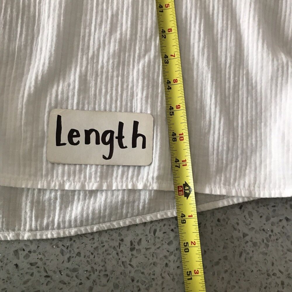 J Crew White Striped Longline Collared 100% Cotton Tunic Top Shirt Neutral L - Picture 9 of 10